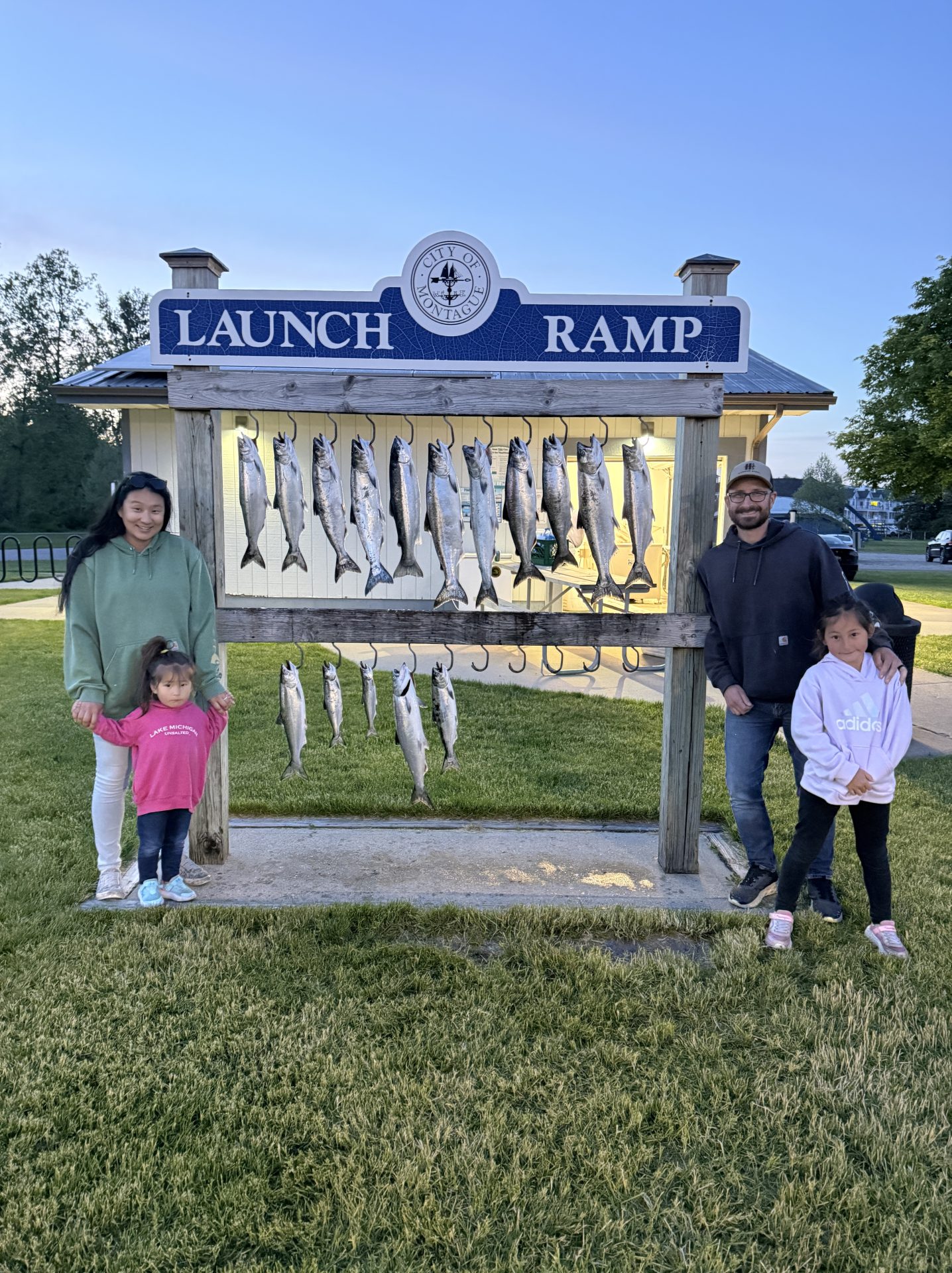 Happy family with a amazing whitehall salmon catch